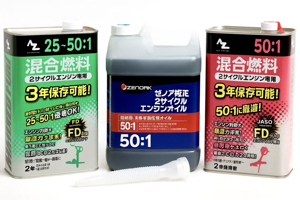 混合ガソリン25対1と50対1の違いと使用時の注意点