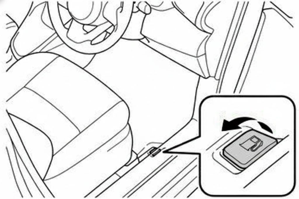 ヤリスの給油口レバーの場所はどこ？