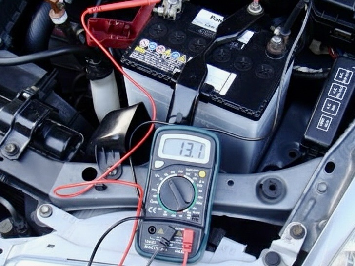 エンジン停止後の電圧測定と再始動チェック